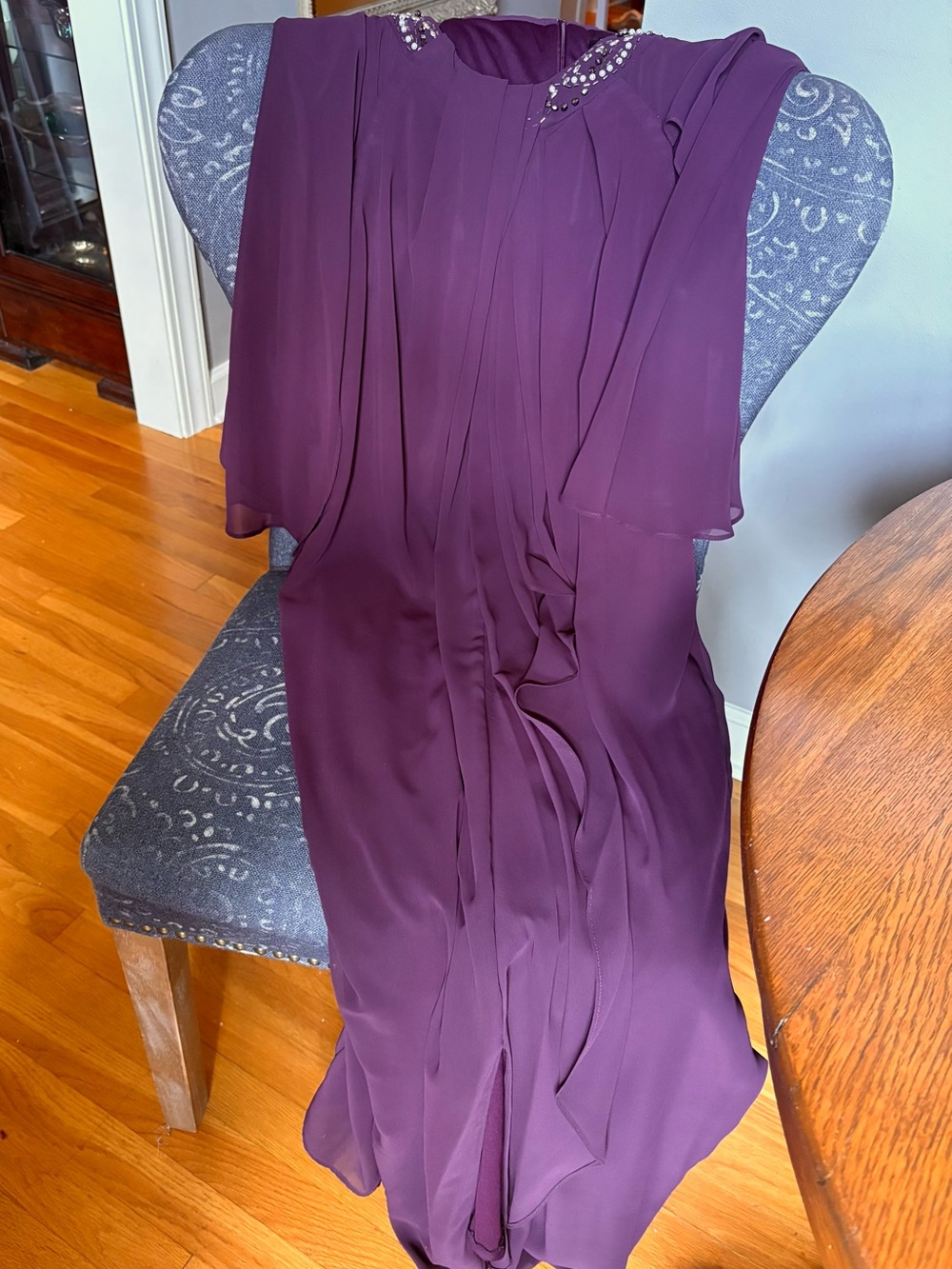 SLNY Dark Plum Beaded-Neck Evening Gown NWOT - Picture 14 of 16